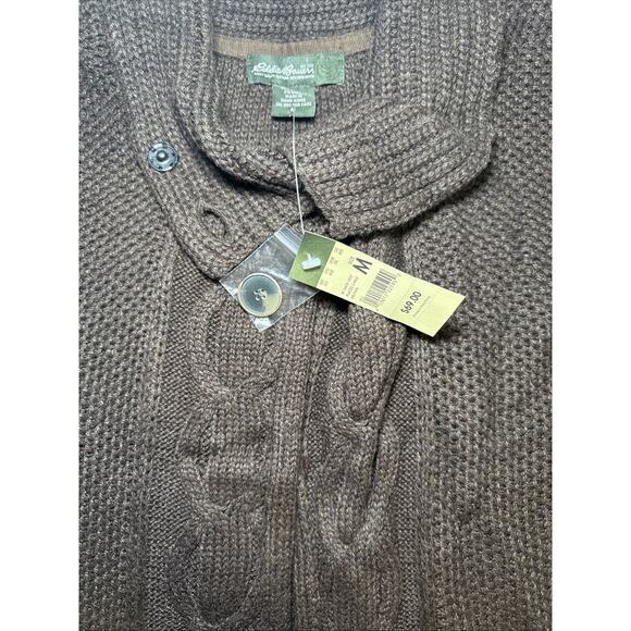 VTG Eddie Bauer Womens Brown Cable Knit Vest Wool Blend Collared Size Medium NWT - Picture 3 of 14